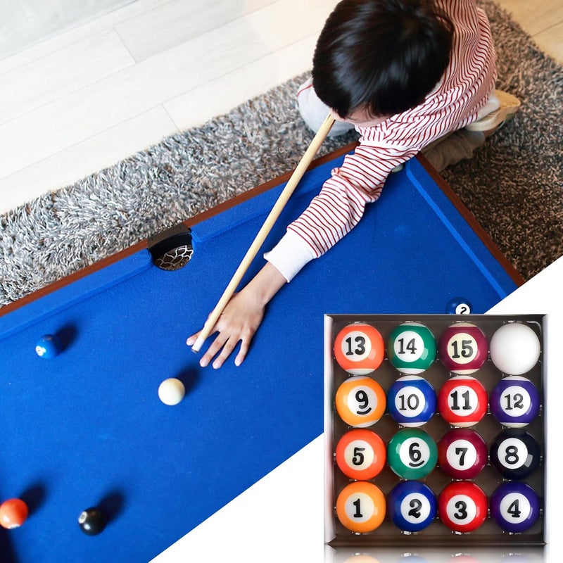 AccEncyc 2.5cm/0.98inch Mini Billiard Balls Set 16Pcs Children's Pool Balls for Kid's Table, Indoor Game Toy for Kids, Adults - Image 3